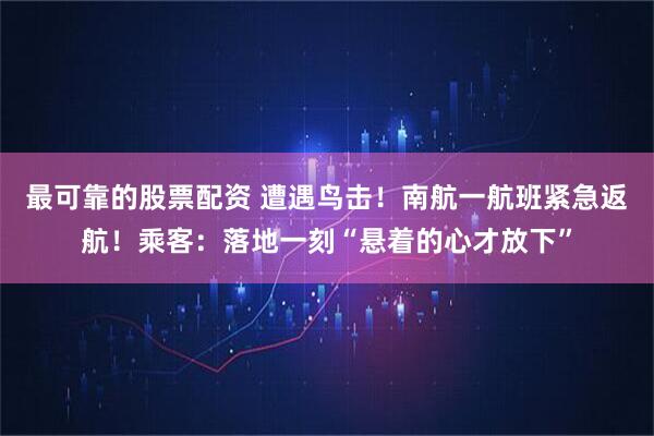 最可靠的股票配资 遭遇鸟击！南航一航班紧急返航！乘客：落地一刻“悬着的心才放下”